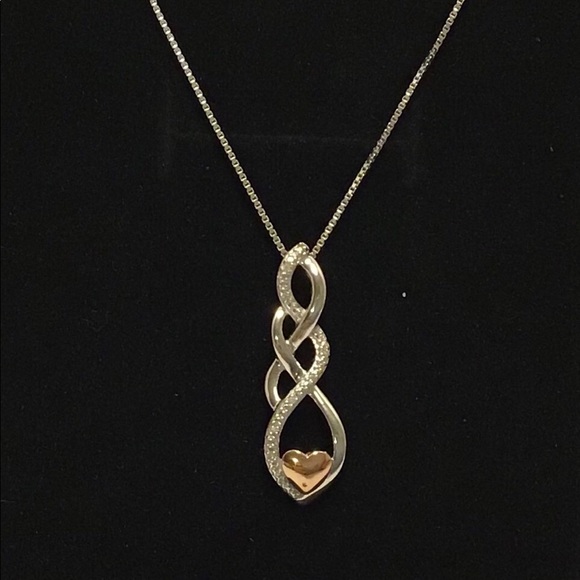 (925) Diamond Infinity Heart Necklace - Picture 2 of 2